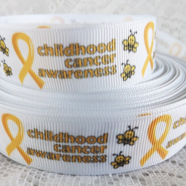 Childhood Cancer Ribbon, 7/8 inch Grosgrain Ribbon, Childhood Cancer Awareness Ribbon