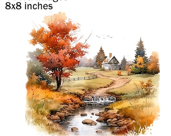 Herfst illustratie, herfst sublimatie, herfst scène, herfst graphics, land clipart, herfst landschap PNG