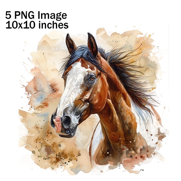 Horse Head PNG, Horse Head Clipart, Watercolor Horse Clipart, Horses Illustration, Wild Horses PNG, Horse Head Images