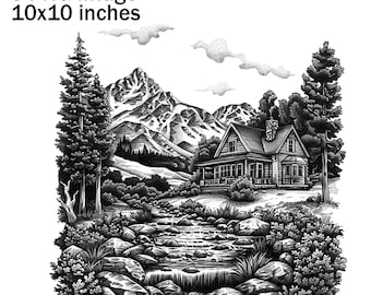 Mountain Cabin PNG, Rustic Cabin Clipart, Rustic Cabin Images, Country Cabin, Black And White Cabin, Country Images, Country Mountain Home
