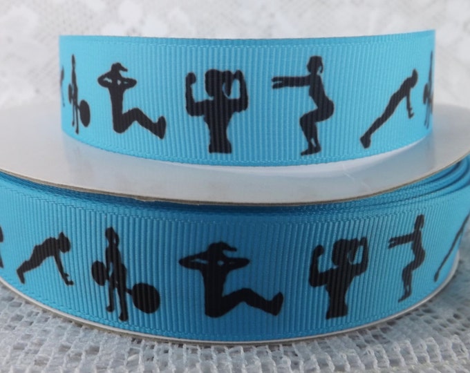 Grosgrain Blue Gym Ribbon Workout Ribbon 5/8 Inch Ribbon Weightlifting ...