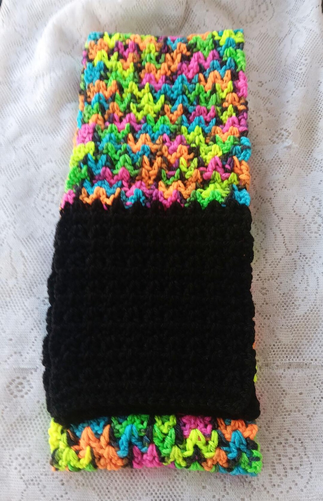 6 inch Crochet Scarf Multi Colored Crochet Scarf Colorful Scarf