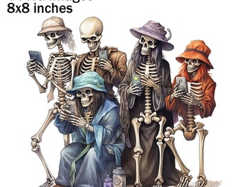 Skeletten mobiel clipart, mobiel skeletten sublimatie, Halloween mobiel illustratie, mobiel digitale PNG, skelet beelden