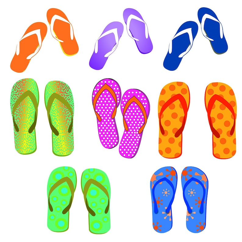Flip Flops Clipart Summer Sandals Clipart Flip Flops PNG | Etsy