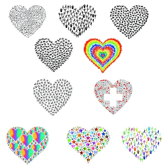 Hearts Clipart Black And White Clipart Hearts Png Heart Etsy