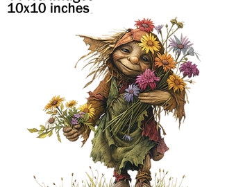 Flower Troll, Troll Clipart, Floral Troll, Troll Illustratie, PNG Troll Bloemen, Happy Trolls Afbeeldingen, Flower Trolls PNG
