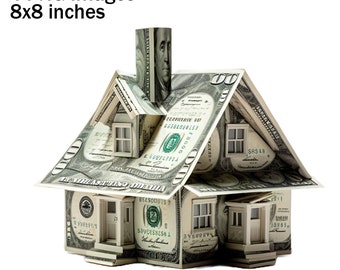 Geld huis clipart, grappige geld illustratie, huizen PNG, digitale huis graphics, geld afbeeldingen, geld sublimatie