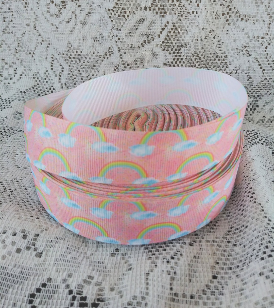 Rainbow Ribbon 1 Inch Pink Grosgrain Ribbon Pink Rainbow - Etsy