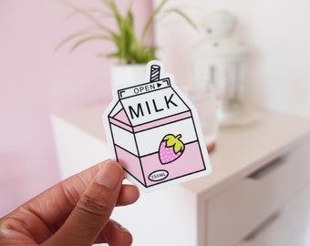 Autocollant Strawberry Milk Die Cut