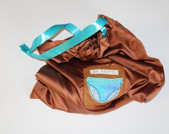 Lingerie "oh pants" brown silk bag