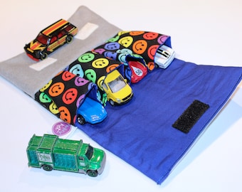 Personalised Toy car carrier with play road and faces print