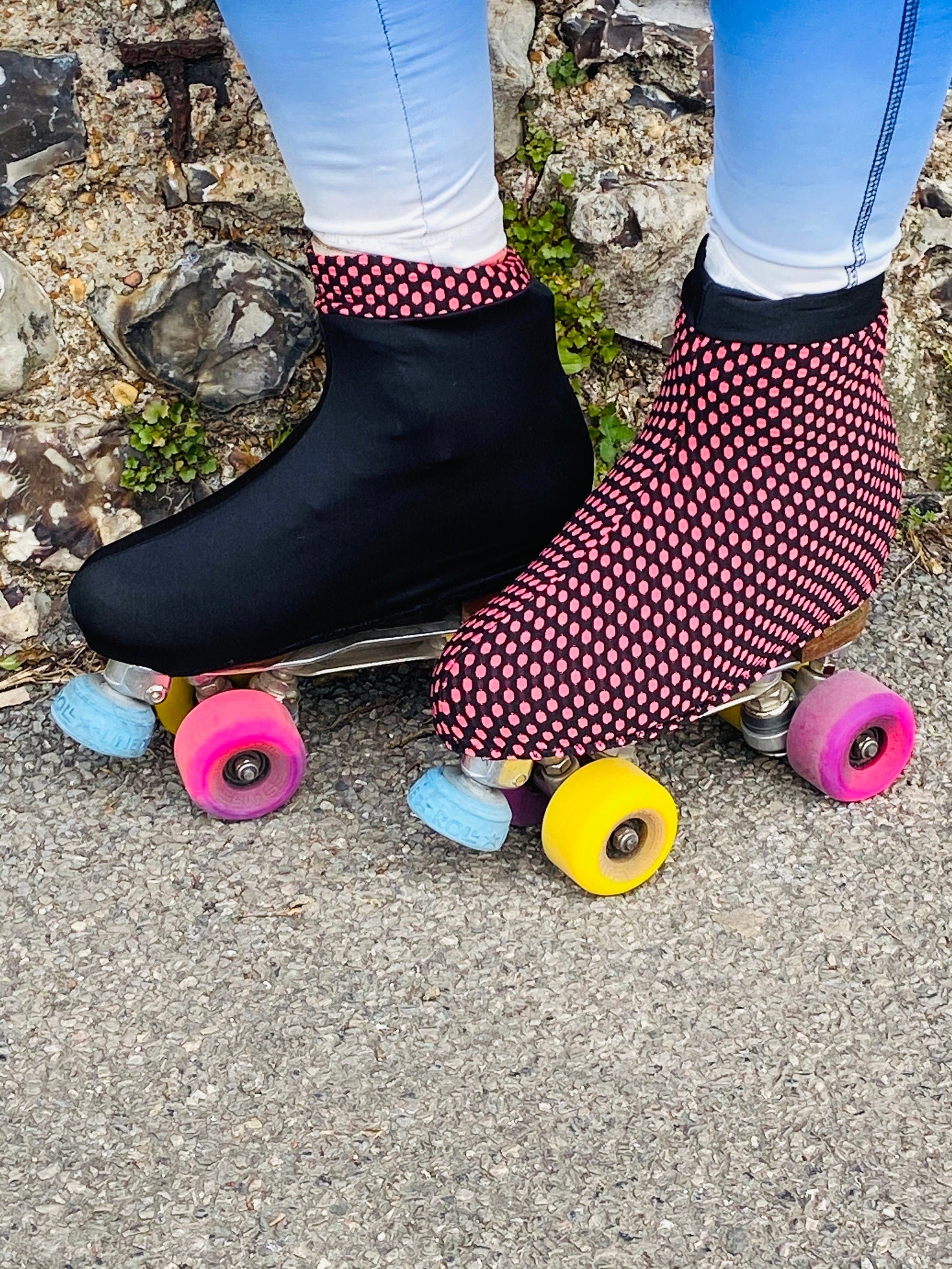 Roller Skate covers black and red and black spot cotton Etsy