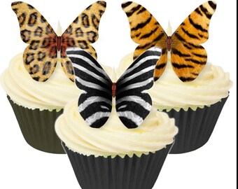 Cake Toppers A4 Pink Tiger Zebra Animal Print Edible Wafer Rice