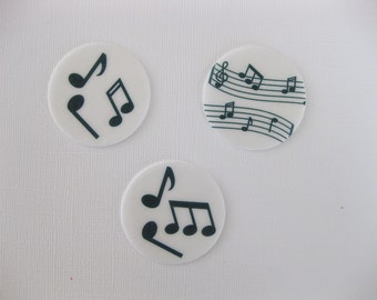 PRE CUT 12 Edible Rice Paper Wafer Card MUSICAL Note Cupcake Party Toppers
