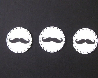PRE CUT 12 Edible Rice Paper Wafer Card Moustache Movember Cupcake Party Toppers