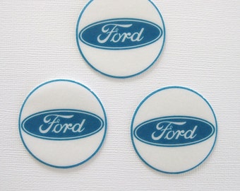 12 PRE CUT Ford EDIBLE Rice Wafer Paper Card Cupcake Toppers