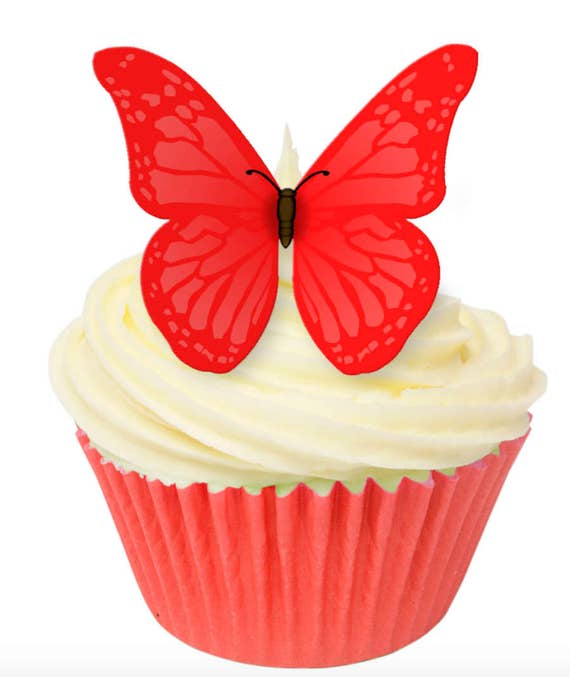 2 12 PRECUT Blue Butterflies Edible wafer//rice paper cupcake toppers
