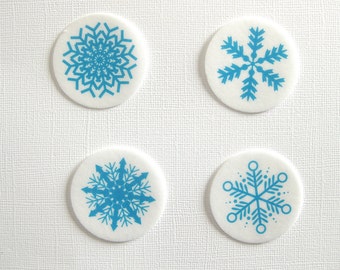 PRE CUT 12 Edible Rice Paper Wafer Card FROZEN Snowflake Cupcake Party Toppers