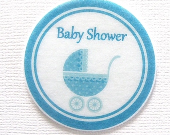 PRE CUT 12 Edible Rice Paper Wafer Card BABY Shower Cupcake Party Toppers