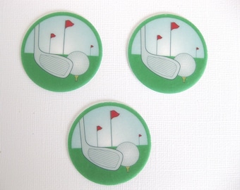 12 PRE CUT Golf Golfing EDIBLE Rice Wafer Paper Card Cupcake Toppers