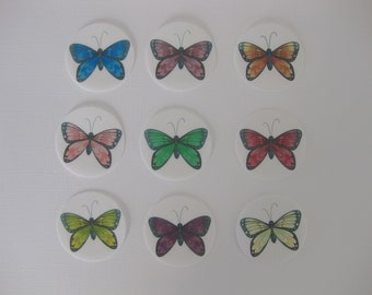 12 PRE CUT  Mixed colours Butterfly EDIBLE Rice Wafer Paper Card Cupcake Toppers