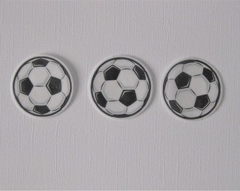 12 PRE CUT Soccer Football EDIBLE Rice Wafer Paper Card Cupcake Toppers