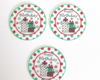 12 PRE CUT Happy Birthday EDIBLE Rice Wafer Paper Card Cupcake Toppers