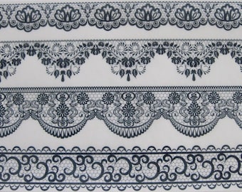 Edible patterned rice wafer paper Black Lace Border Cake Wrap Frill Border or Topper