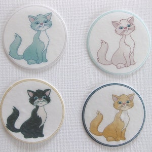 12 PRE CUT Pussycat Cat EDIBLE Rice Wafer Paper Card Cupcake Toppers