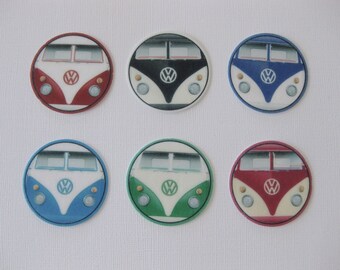 12 PRE CUT VW Kombi Edible Rice Wafer Paper Card Cupcake Toppers