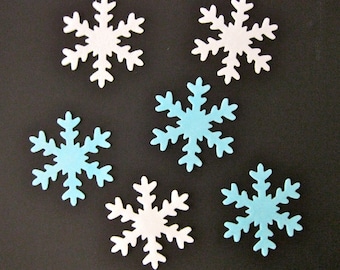 12 Large Blue White Frozen Snowflake Rice Wafer Paper Cake Cupcake Decoration Toppers