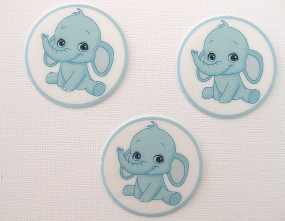 PRE CUT 12 EDIBLE RICE PAPER WAFER CARD BLUE IT’S A BOY CUPCAKE TOPPERS