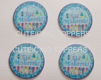 12 PRE CUT Eid Mubarak EDIBLE Rice Wafer Paper Card Cupcake Toppers