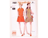 UNCUT Vintage 60 39 s Simplicity 7602 Zipper Front A Line Summer Sun Beach Cover Up Mini Dress Sewing Pattern