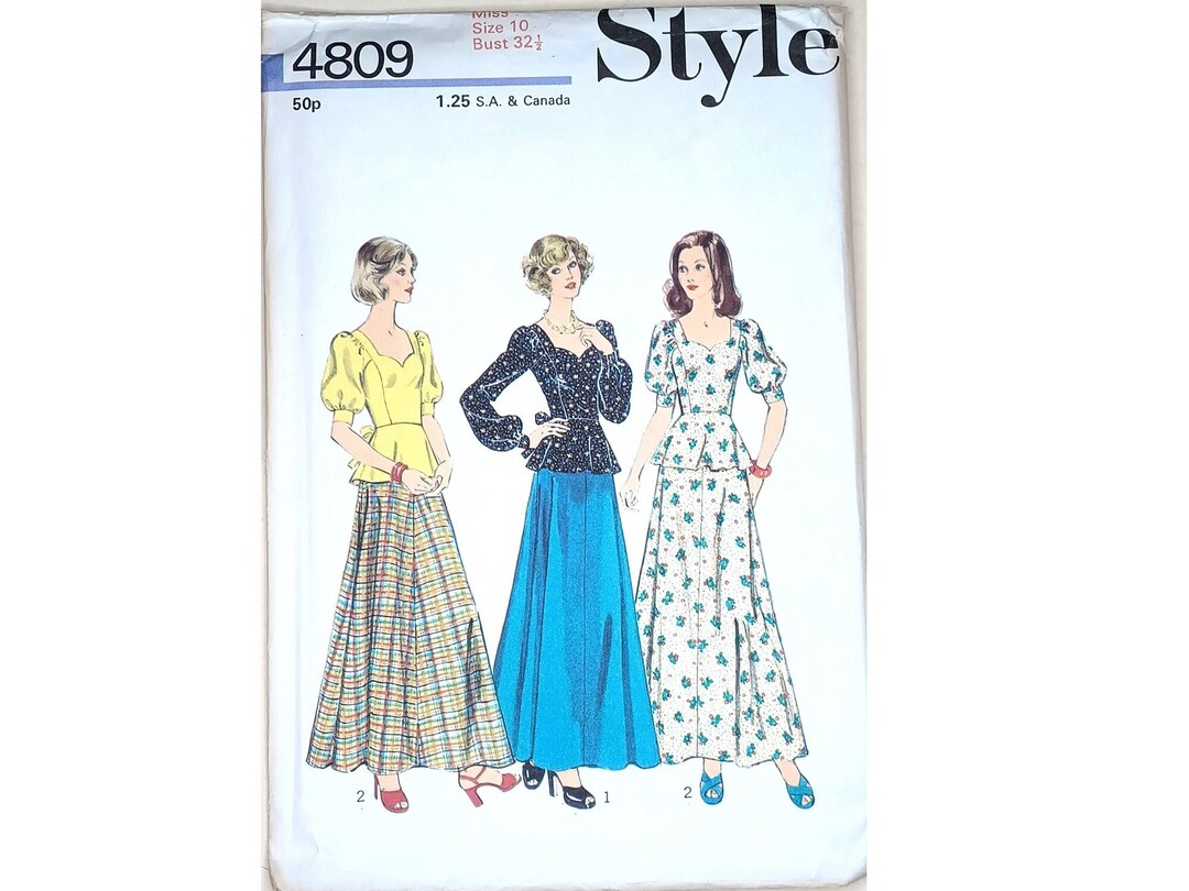 Rare UNCUT Style 4809 Vintage 1970's Puff Sleeve Sweetheart Neckline ...