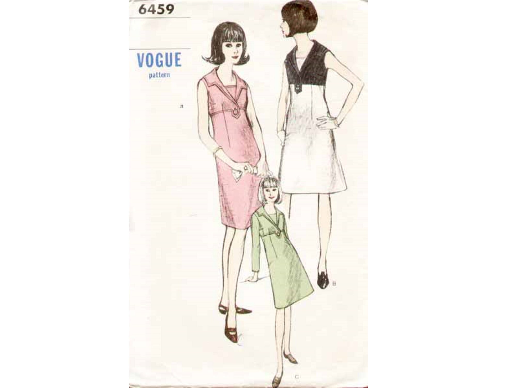 Rare Vintage 60's Vogue 7085 Summer 34 or Short Sleeve Belted Shirt Dress Sewing Pattern Size Bust 35 89 cm