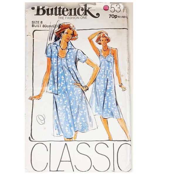 UNCUT Vintage Butterick 5317 Summer Sun Beach Dress & Shirt Jacket Sewing Pattern Petite Size Uk 8 Bust 80 cm