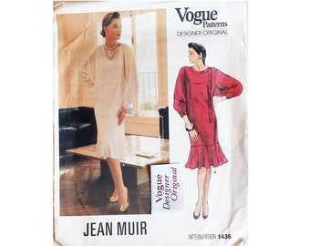 Vintage 80's meets 20's Vogue Designer Original 1436 Jean Muir Drop Waist Chemise Dress Sewing Pattern Size Bust 34" 87 cm UK 12