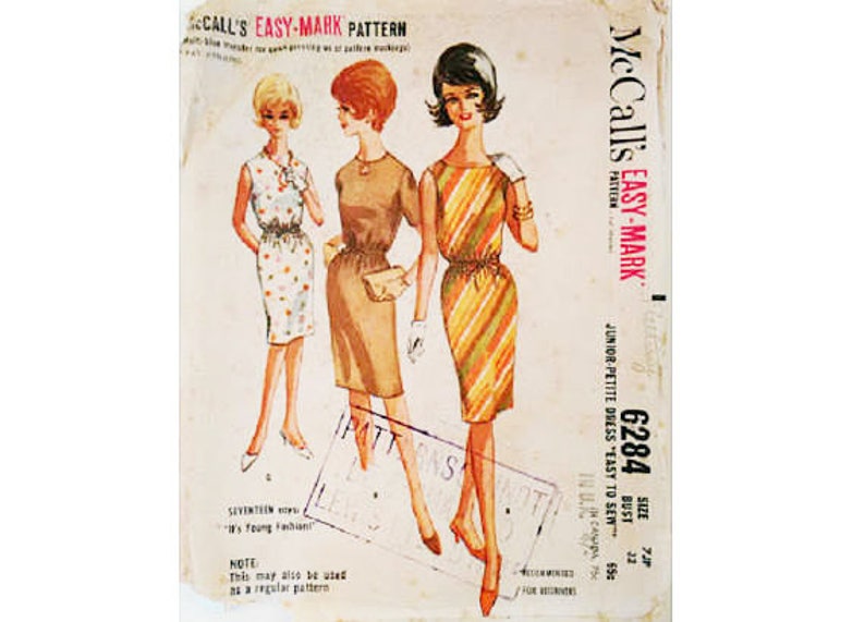 Vintage 60/'s McCall/'s 6284 Summer Sleeveless Slim Fitting Keyhole Dress Sewing Pattern 3 Options Petite Size UK 10 Bust 32