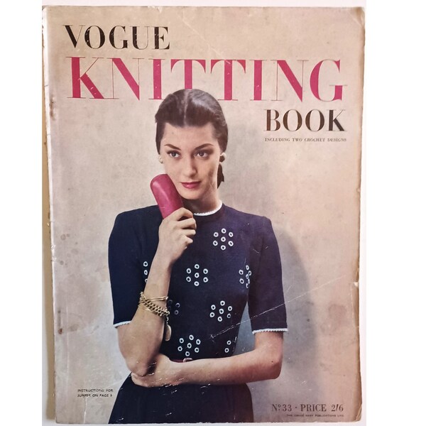Over 34 Patterns - Vintage 1940's Vogue Knitting Book Magazine Autumn Winter 1948  No 33 - Women's Men's Patterns