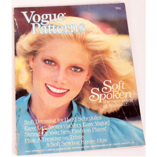 Vintage 1970's Vogue Pattern Book Magazine Early Spring 1977 - Designer Notes... The New Soft Approach