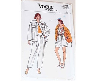 Rare Part UNCUT Vogue 9234 Summer Casual Anorak Jacket Camisole Sun Top, Bermuda Shorts & Trouser Pant Sewing Pattern Size Bust 34" UK 12