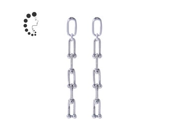 Silver chain Link Earrings,Sterling silver earring,Modern silver Earrings,Chain Earrings,Dangle Earrings,Earring for women ,Gift for her