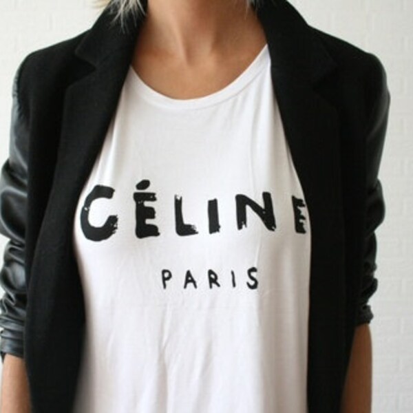 Celine Paris Inspired Logo Tee Shirt