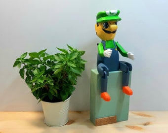 Luigi Puppet, Super Mario - Hand Painted Wooden Doll - Funny Gifts - Kids Room Decor - Toddler Toys Gift - Nintendo