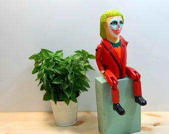 Wooden Joker Toy - Hand Painted Joker Puppet - Kids Room Decor - Toddler Toys Gift