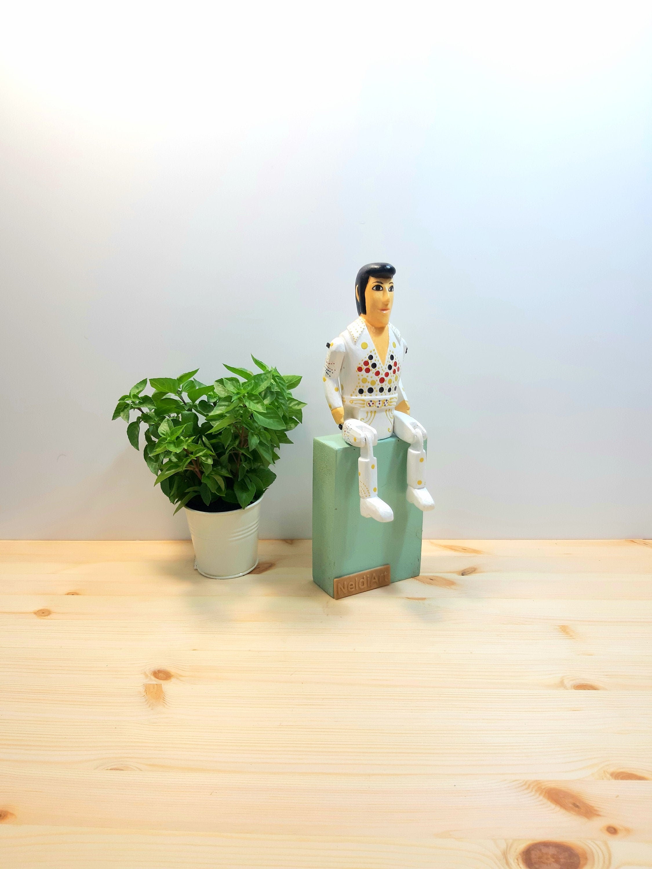 Elvis Puppet - Hand Painted Wooden Doll - Kids Room Decor - Toddler Toys Gift - King of Rock and Roll