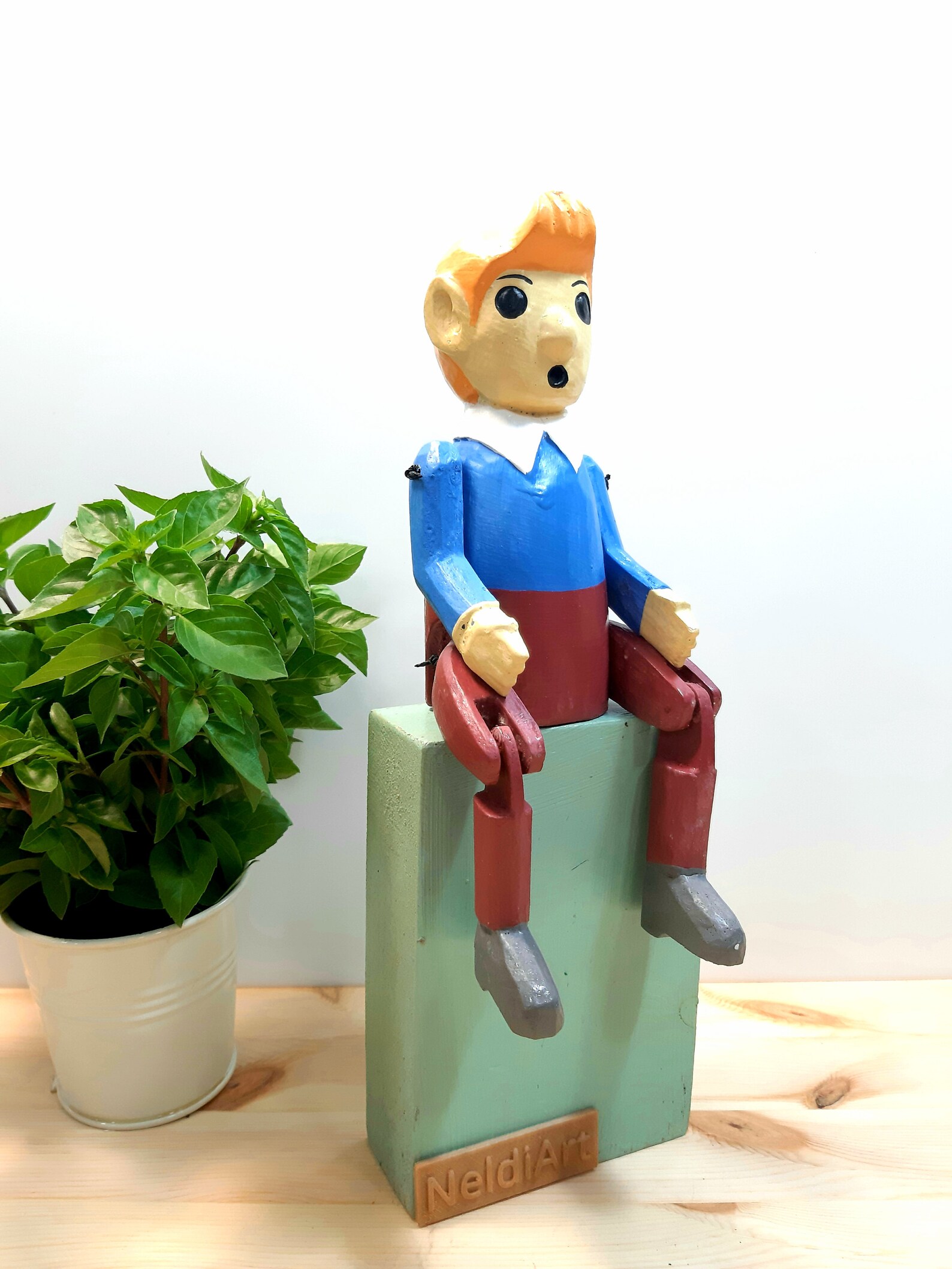 Tintin Puppet Hand Painted Wooden Doll Funny Gifts Kids | Etsy