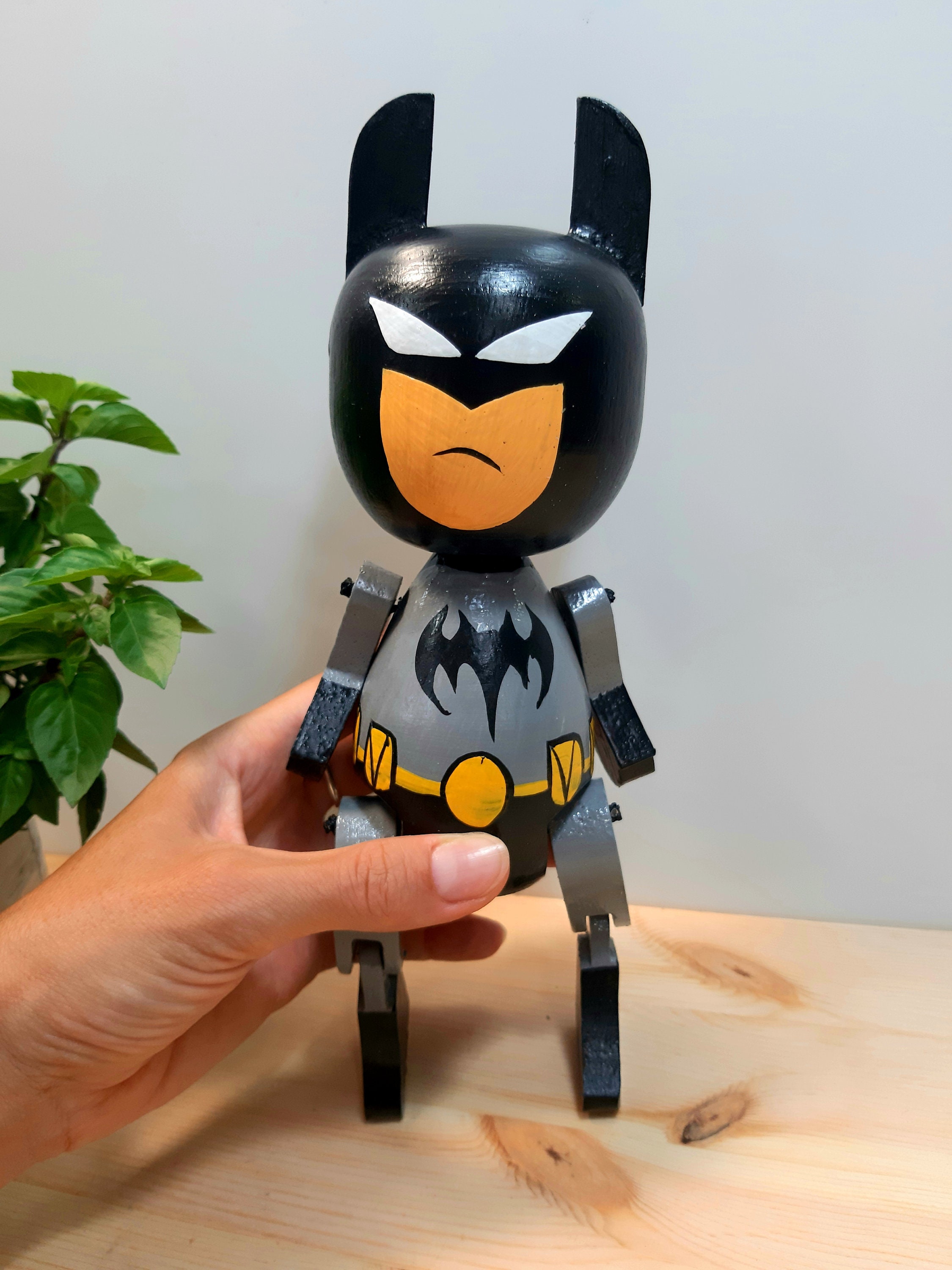 Batman Puppet Wooden Batman Toy Hand Painted DC Comics Etsy