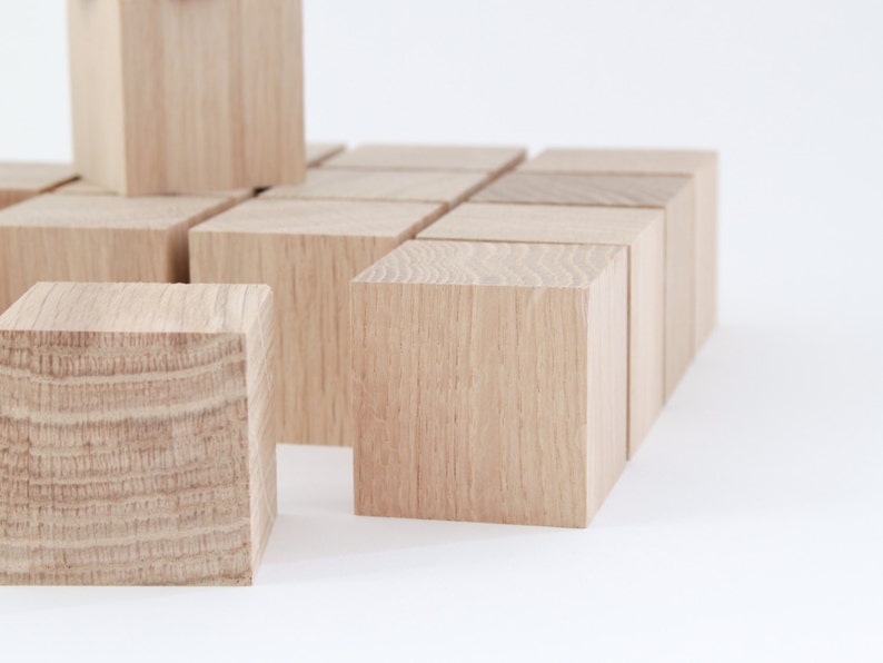 Oak wood cubes for DIY, construction or craft game, set of 16 image 2
